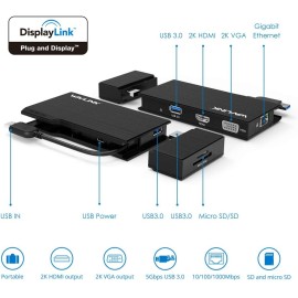 Hub USB Type C PD 100W 2x USB 2.0 2x USB 3.0 2x HDMI 4K VGA RJ45 Lecteur de cartes